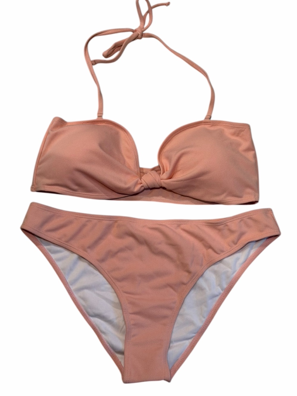 SHEKINI Textured Pink Strapless Optional Bikini Swim Set Beach XL